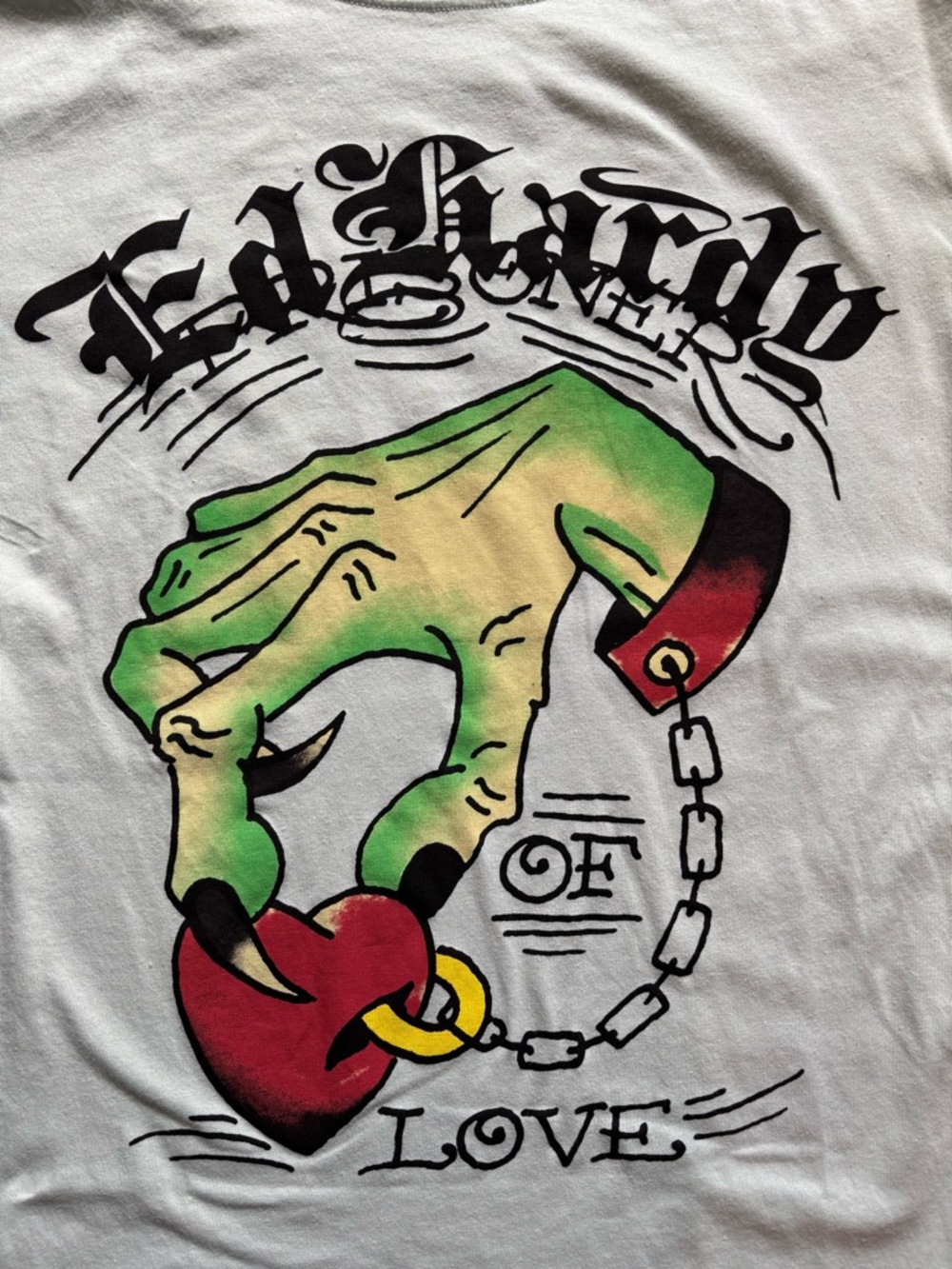 Ed Hardy Arctic Blue Hand Heart Throwback Graphic Tee | Size L - Picture 7 of 10